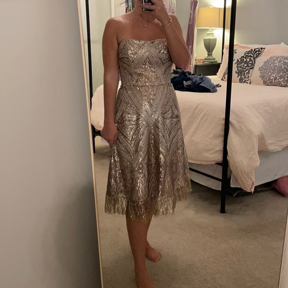 Sequined Dress the Population strapless mini dress